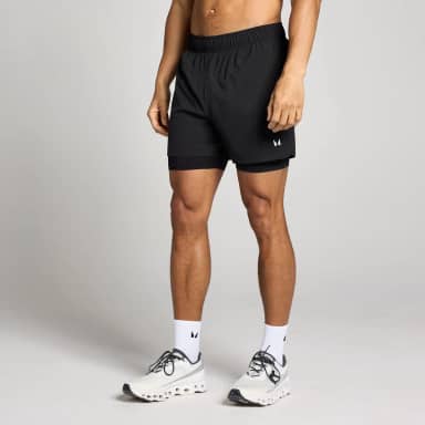 MP 2-in-1-trainingsshort met binnenbeenlengte van 13 cm voor heren - Zwart