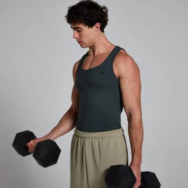 MP Men's Lift Ribbed Muscle Fit Tank - Washed Black