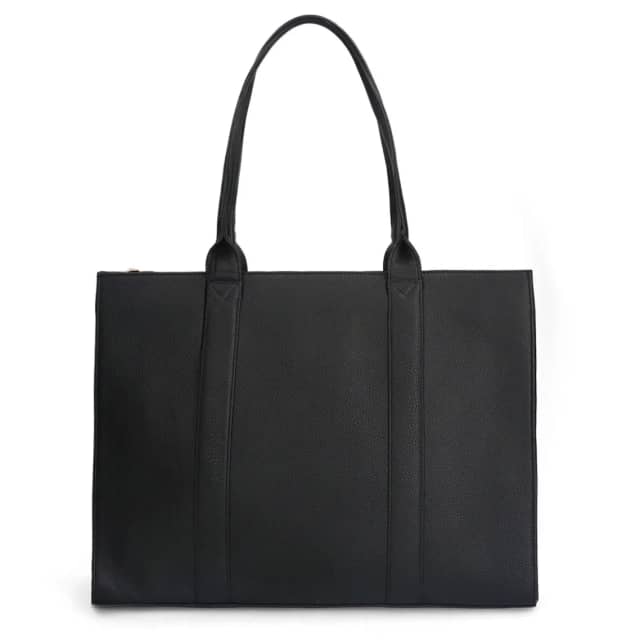 Manfield 18 Inch Zwarte Leren Shopper Met Ritssluiting