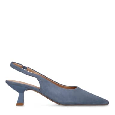 Manfield Blauwe Suède Slingbacks Trechterhakvan 6 Cm