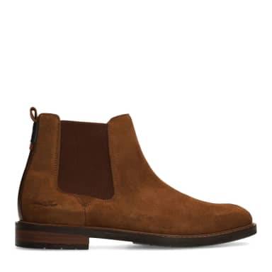 Van Lier Cognac Boston Suède Chelsea Boots Met Elastieke Sluiting