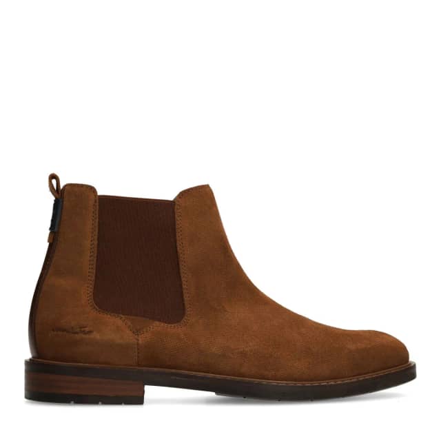 Van Lier Cognac Boston Suède Chelsea Boots Met Elastieke Sluiting