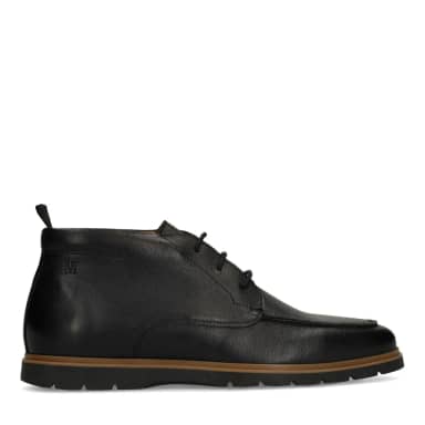 Manfield Zwarte Leren Veterschoenen