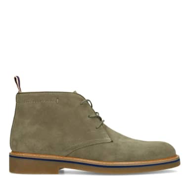 Manfield Groene Suède Veterschoenen
