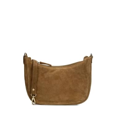 Manfield Manfield Taupe Suède Schoudertas Met Ritssluiting